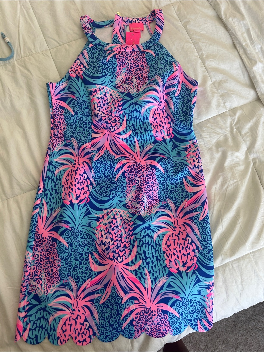 Lilly Pulitzer Blue & Pink Pineapple shift Dress Sophelia Borealis Blue Tropical